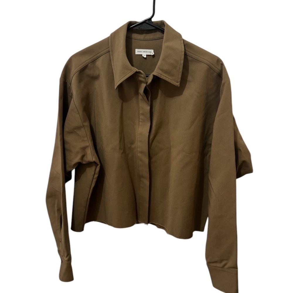 Good American Cropped Raw Hem Boxy Jacket Size Small